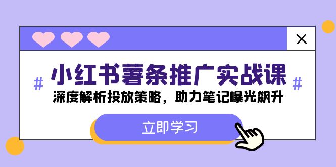 小红书-薯条推广实战课：深度解析投放策略，助力笔记曝光飙升网赚项目-副业赚钱-互联网创业-资源整合羊师傅网赚