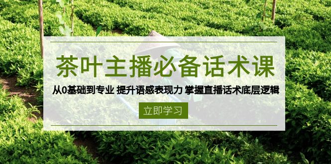 茶叶 主播必备话术课 从0基础到专业 提升语感表现力 掌握直播话术底层逻辑网赚项目-副业赚钱-互联网创业-资源整合羊师傅网赚