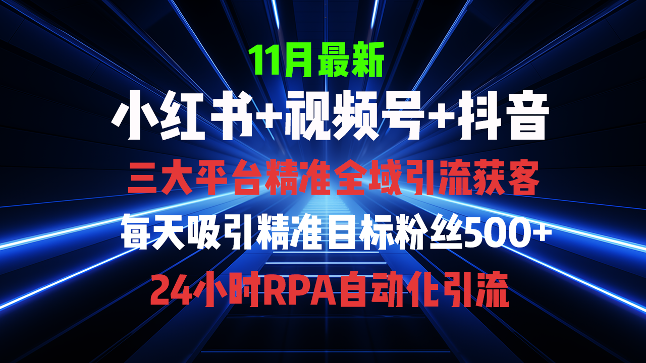 全域多平台引流私域打法，小红书，视频号，抖音全自动获客，截流自…网赚项目-副业赚钱-互联网创业-资源整合羊师傅网赚