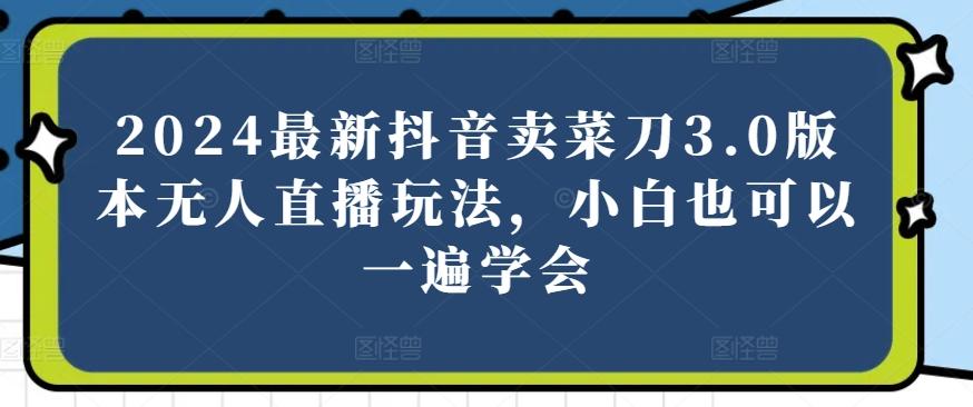 2024最新抖音卖菜刀3.0版本无人直播玩法，小白也可以一遍学会【揭秘】网赚项目-副业赚钱-互联网创业-资源整合羊师傅网赚