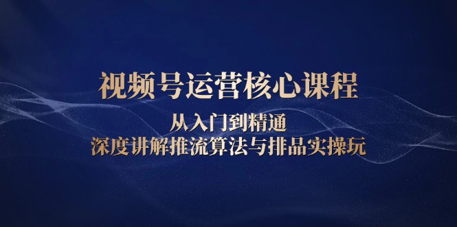 视频号运营核心课程，从入门到精通，深度讲解推流算法与排品实操玩网赚项目-副业赚钱-互联网创业-资源整合羊师傅网赚