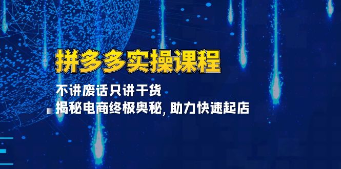 拼多多实操课程：不讲废话只讲干货, 揭秘电商终极奥秘,助力快速起店网赚项目-副业赚钱-互联网创业-资源整合羊师傅网赚