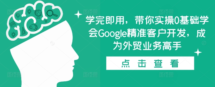 学完即用，带你实操0基础学会Google精准客户开发，成为外贸业务高手网赚项目-副业赚钱-互联网创业-资源整合羊师傅网赚