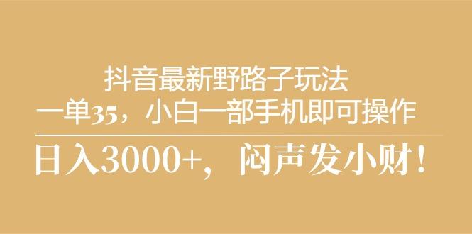 抖音最新野路子玩法，一单35，小白一部手机即可操作，，日入3000+，闷…网赚项目-副业赚钱-互联网创业-资源整合羊师傅网赚