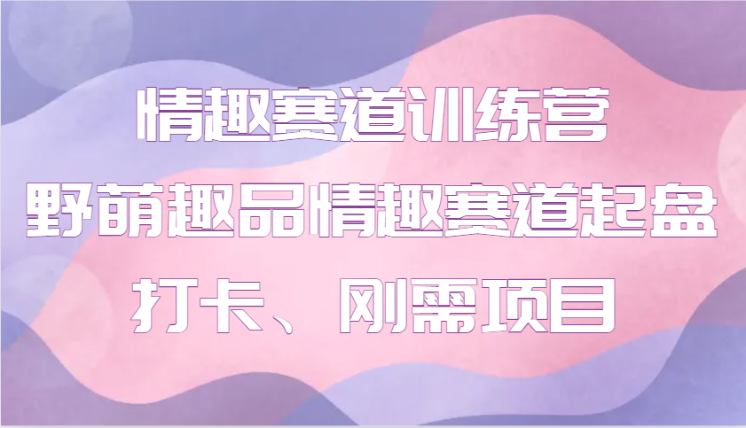 情趣赛道训练营 野萌趣品情趣赛道起盘打卡、刚需项目网赚项目-副业赚钱-互联网创业-资源整合羊师傅网赚