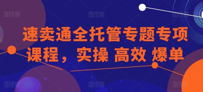 速卖通全托管专题专项课程，实操 高效 爆单网赚项目-副业赚钱-互联网创业-资源整合羊师傅网赚