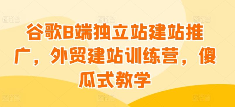 谷歌B端独立站建站推广，外贸建站训练营，傻瓜式教学网赚项目-副业赚钱-互联网创业-资源整合羊师傅网赚